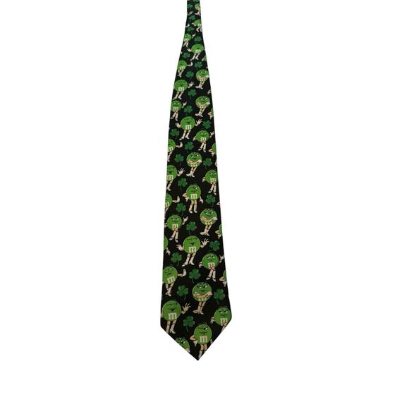 M&M Candy Brand St. Patrick's Day Lucky Men's Necktie Green Novelty - Picture 3 of 7